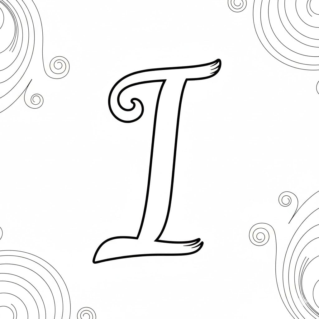 Håndskrevet bokstav I fargelegging