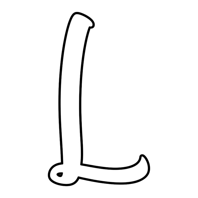 Håndskrevet bokstav L fargelegging