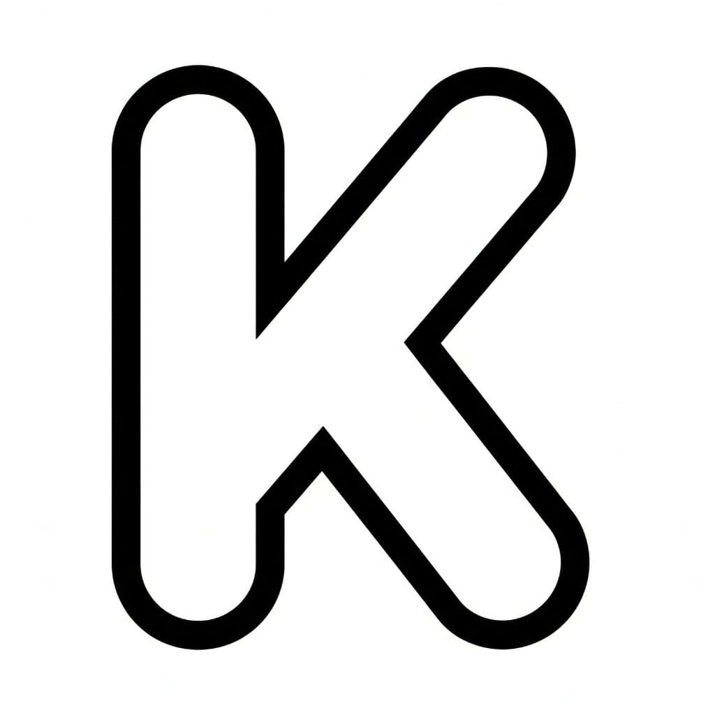 Håndtegnet Bokstaven K fargelegging