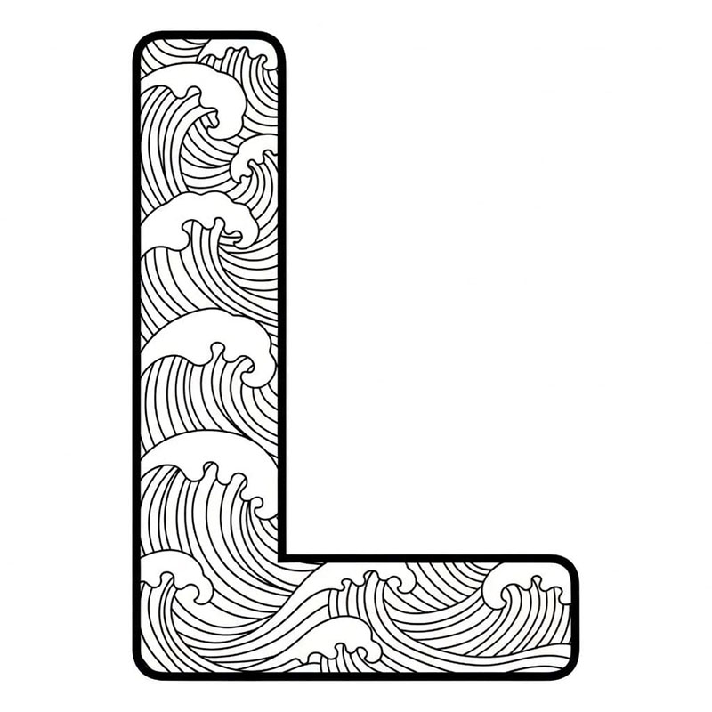 Havbølger med bokstav L fargelegging