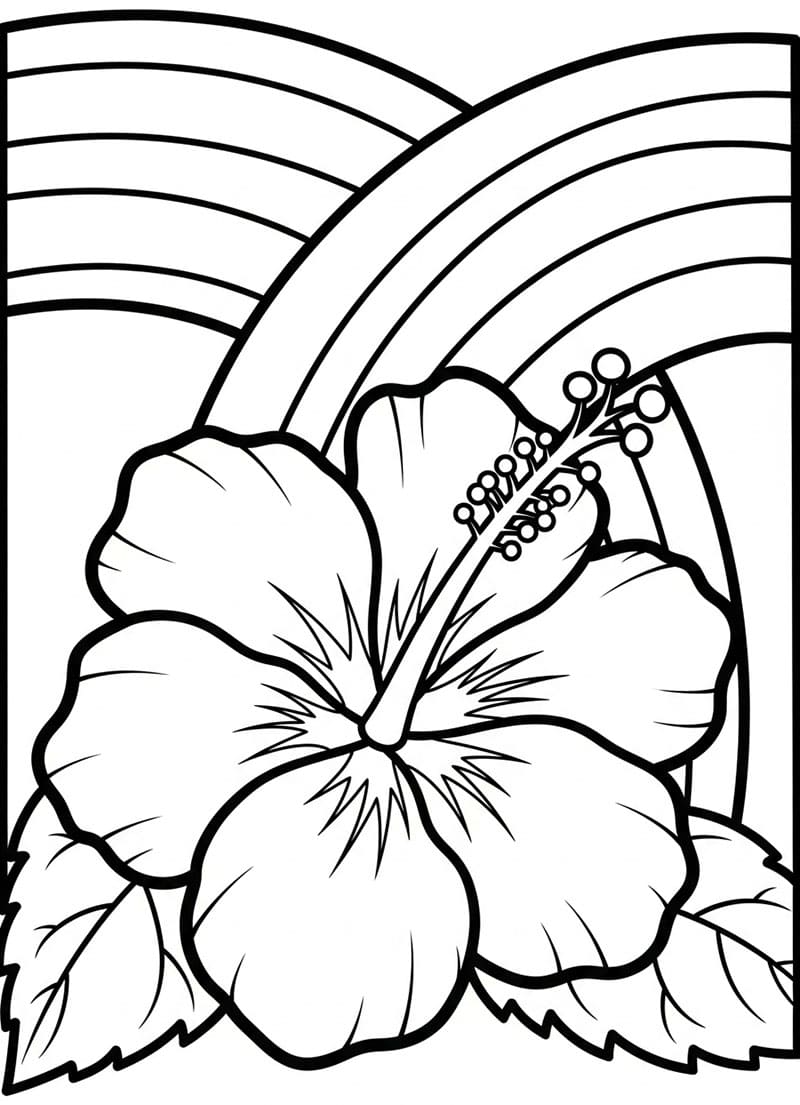Hibiskus og regnbue fargelegging