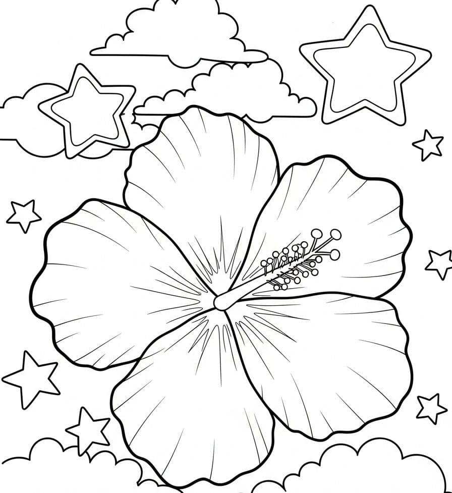 Hibiskus og stjerne fargelegging