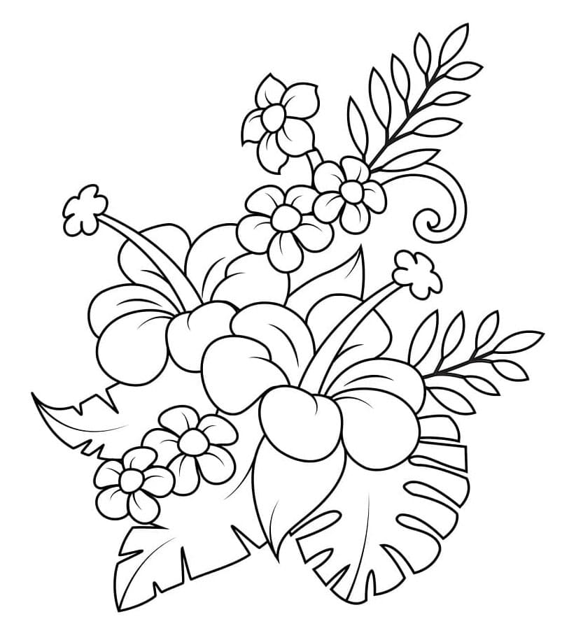 Hibiskusbukett fargelegging