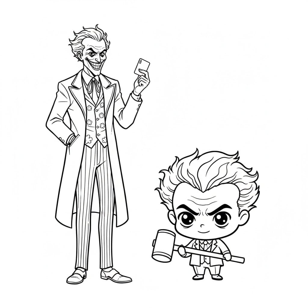 Joker og chibi-versjon fargelegging