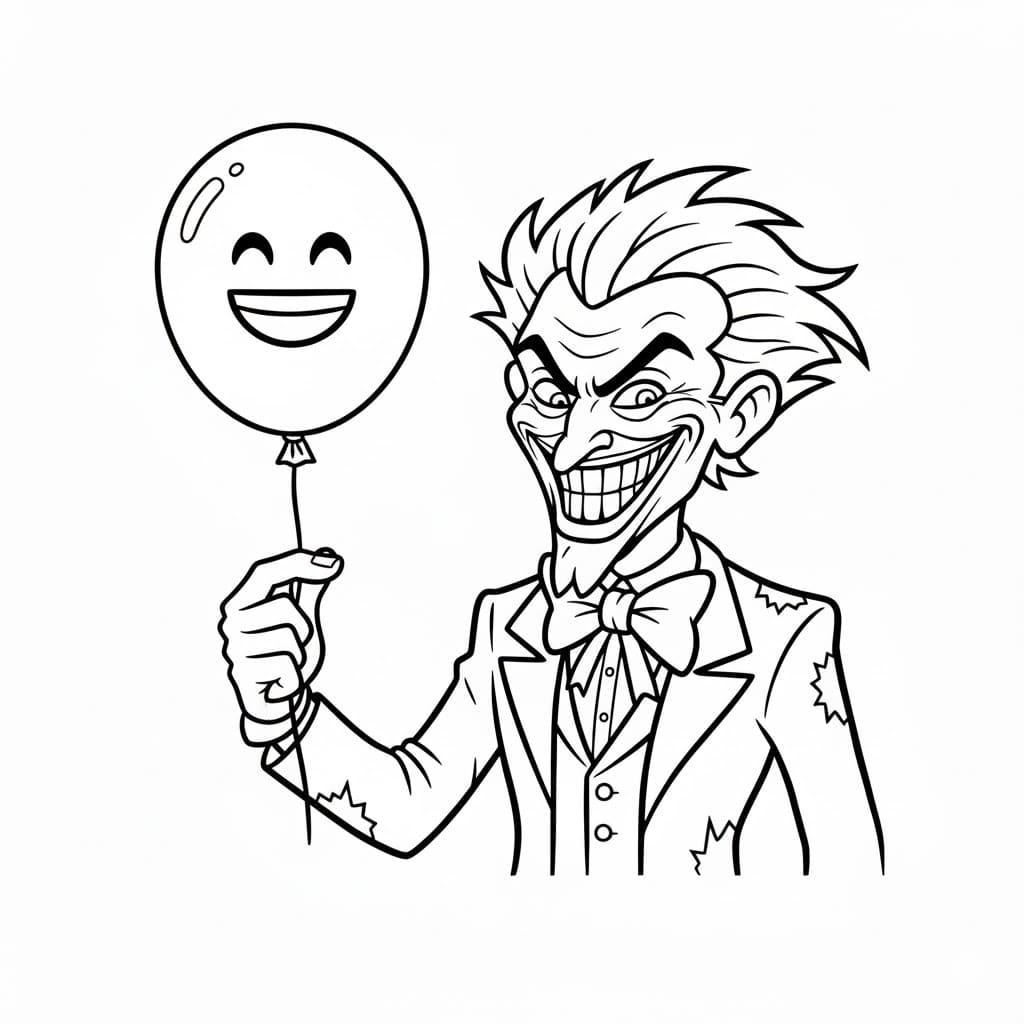 Joker som holder en latterballong fargelegging