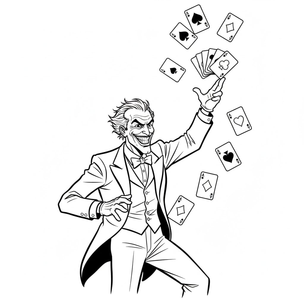 Joker som kaster kort fargelegging