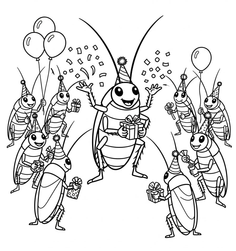 Kakerlakkbursdag fargelegging