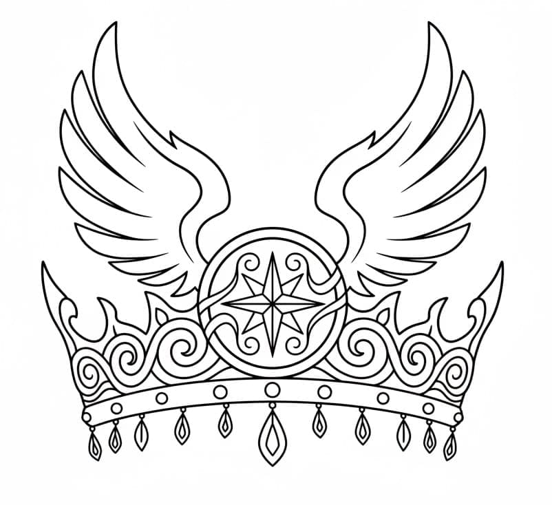Krone med vinger fargelegging