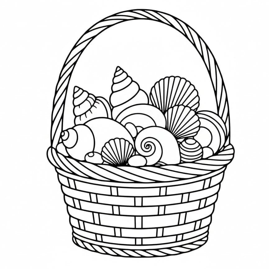 Kurv full av skjell fargelegging