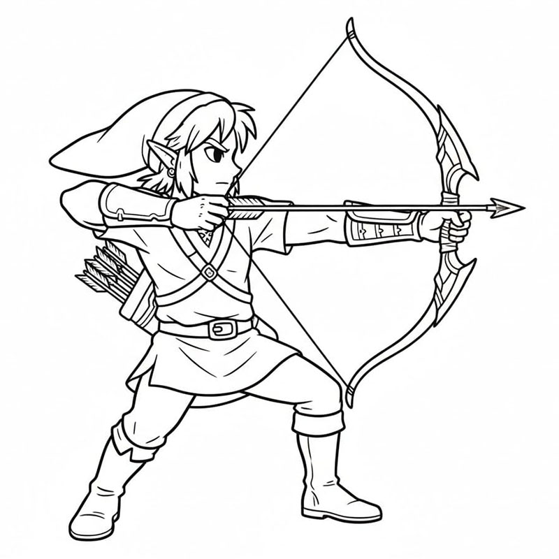 Link med pil og bue fargelegging