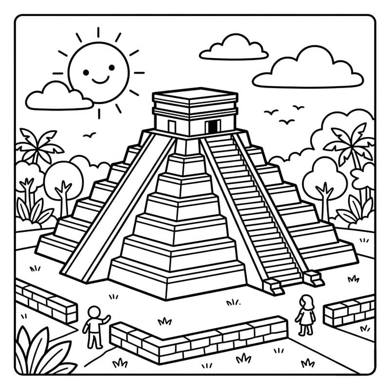 Mexico pyramiden gratis fargelegging