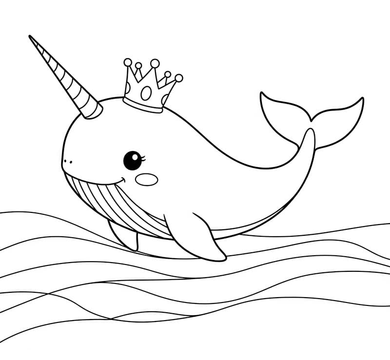 Narhval bærer en krone fargelegging