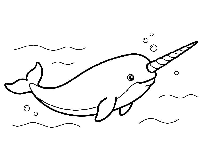 Narhval enkel fargelegging