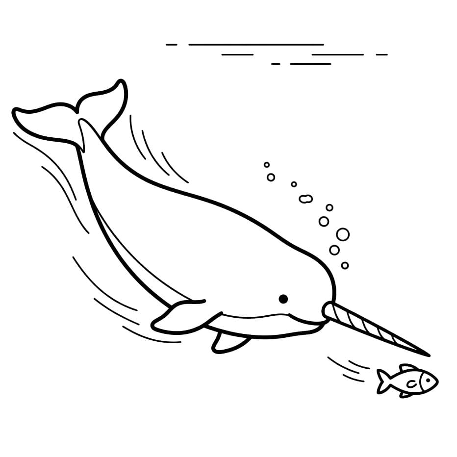 Narhval jager fisken fargelegging