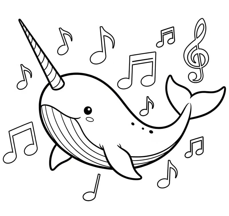 Narhval med musikk fargelegging