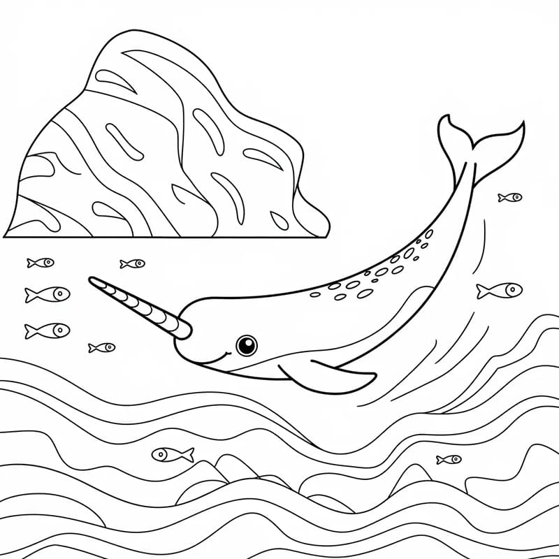 Narhval svømmer fargelegging