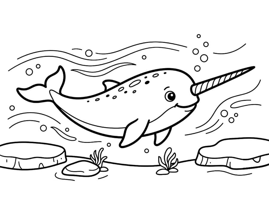 Narhval under havet fargelegging