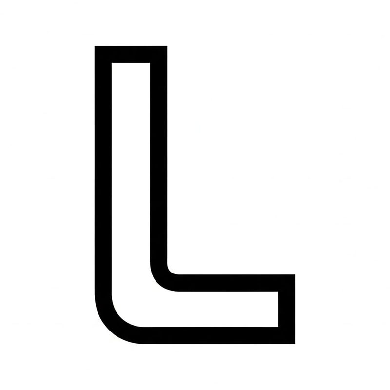 Negativt mellomrom for bokstaven L fargelegging