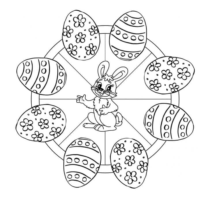 Påske mandala med kanin fargelegging