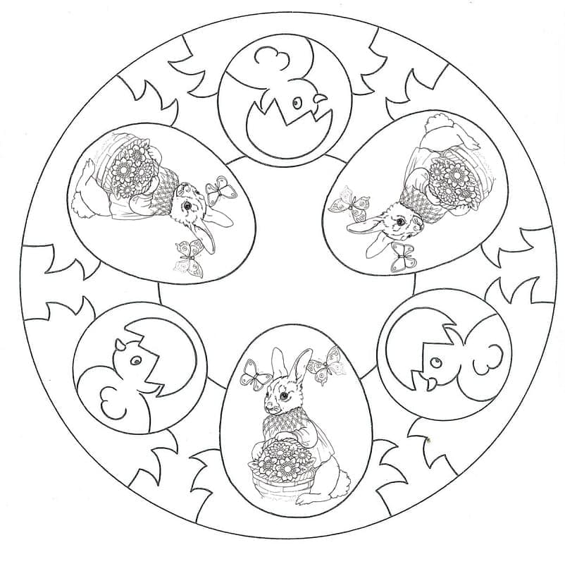 Påskemandala å skrive ut fargelegging
