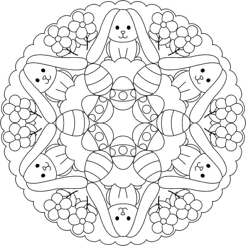 Påskemandala gratis fargelegging