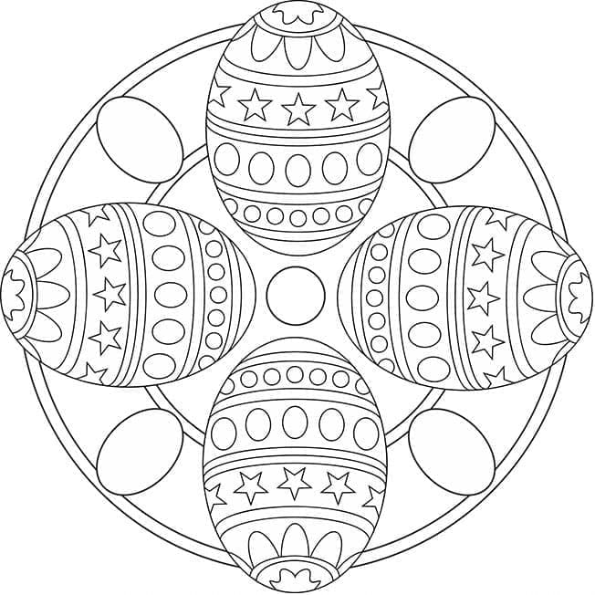 Påskemandala med egg fargelegging