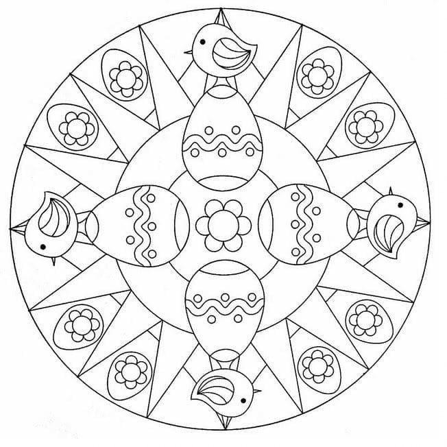 Påskemandala mønstre fargelegging