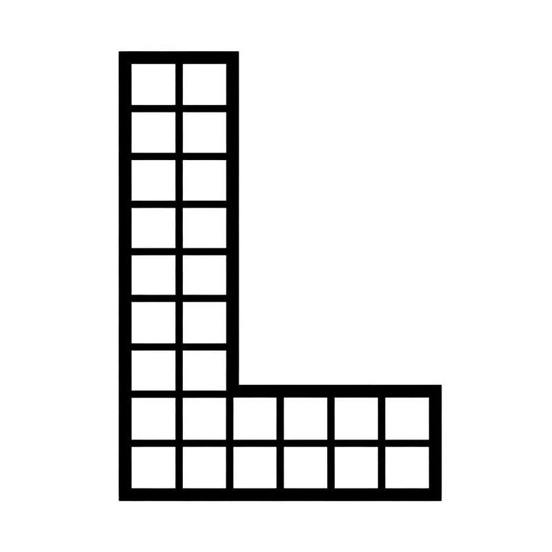 Pikselskrifttype med bokstav L fargelegging