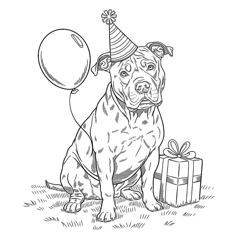 Pitbull bursdag fargelegging