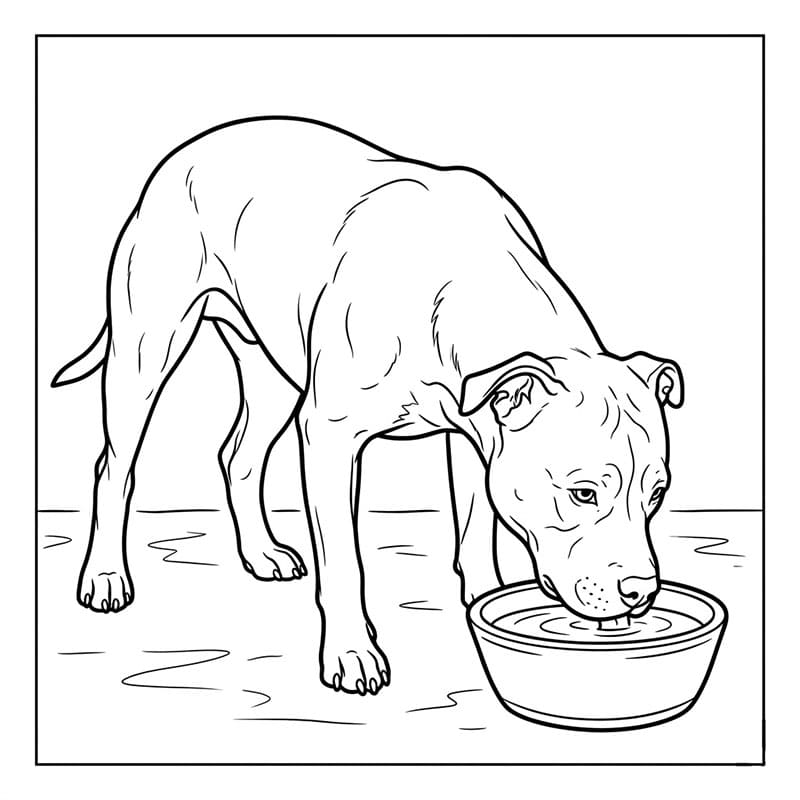 Pitbull drikker vann fargelegging