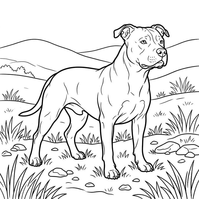 Pitbull i naturen fargelegging