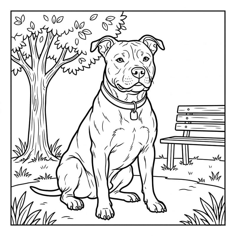 Pitbull i park fargelegging