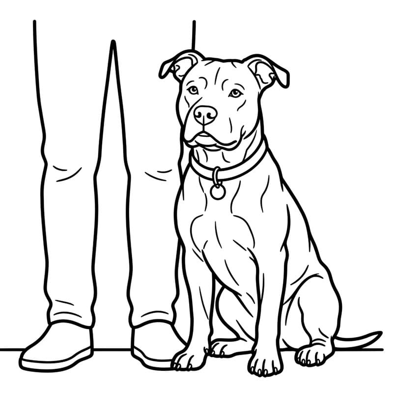 Pitbull med eier fargelegging