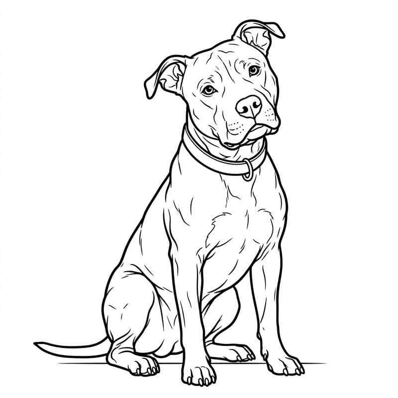 Pitbull observerer fargelegging