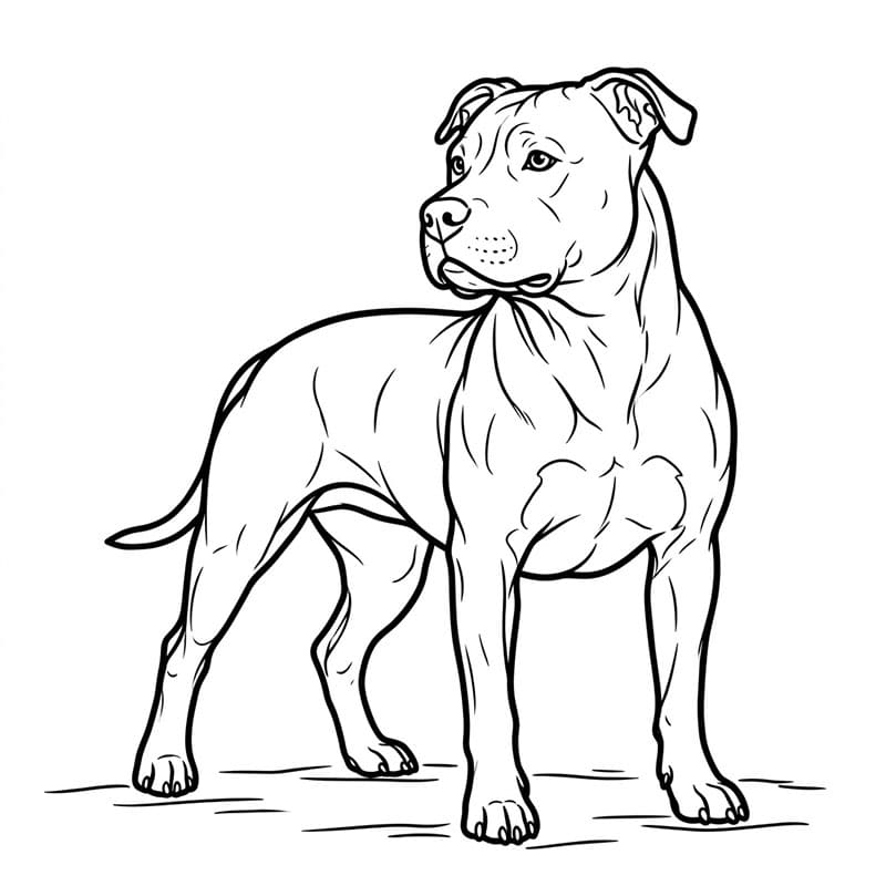 Pitbull ser bakover fargelegging