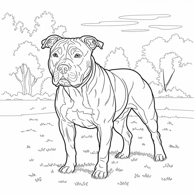 Pitbull stående fargelegging