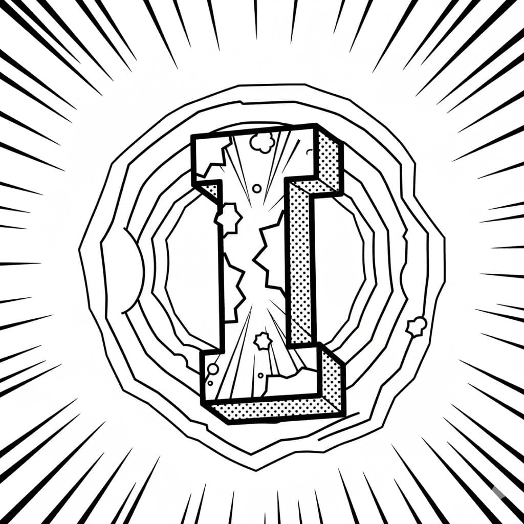 Popkunst bokstav I fargelegging