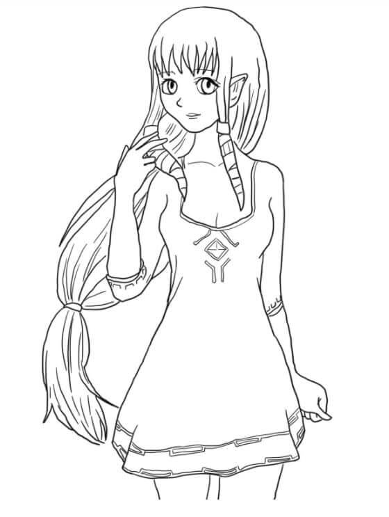 Prinsesse Zelda i pysjamas fargelegging