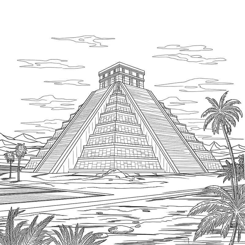 Pyramide i skogen fargelegging