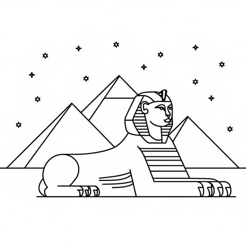 Pyramide med sfinks fargelegging