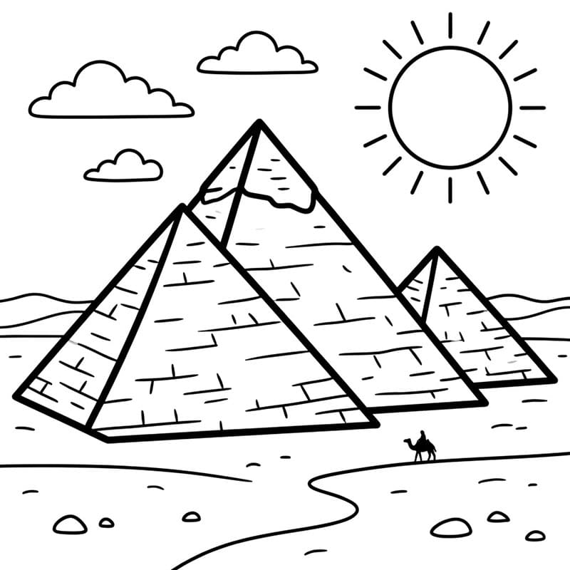 Pyramide med sol og sky fargelegging