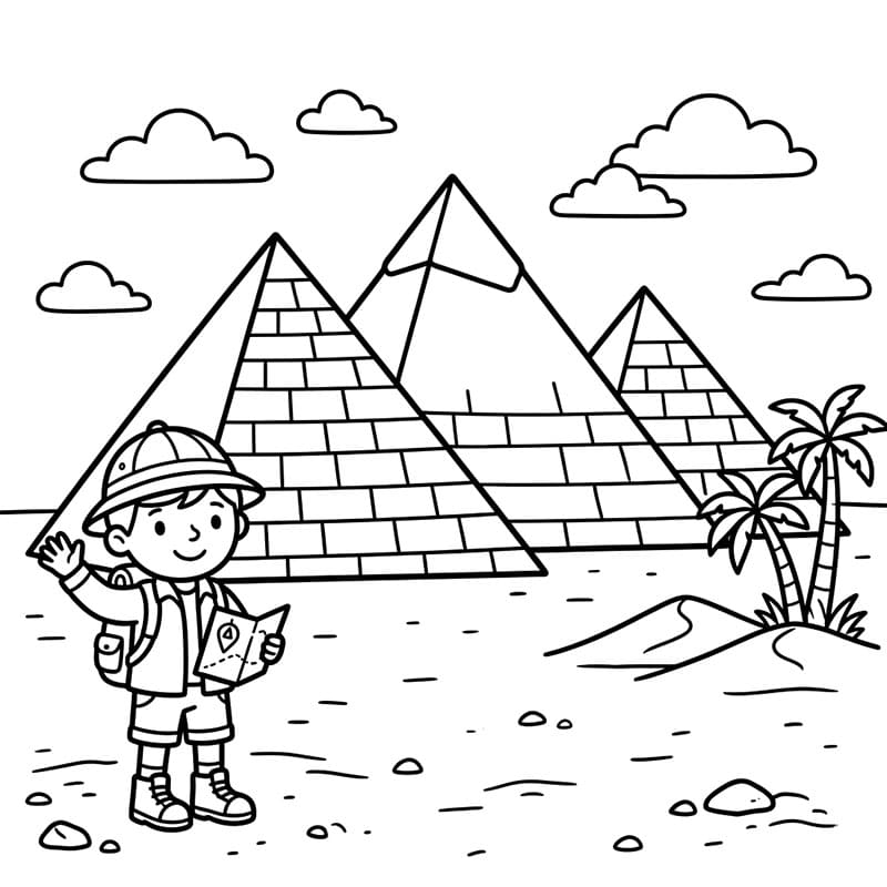 Pyramide og barn fargelegging