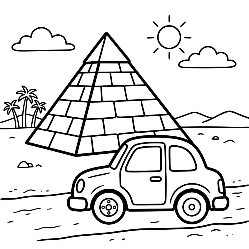 Pyramide og bil fargelegging