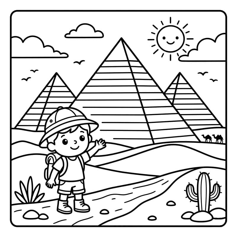 Pyramide og oppdagelsesreisende fargelegging