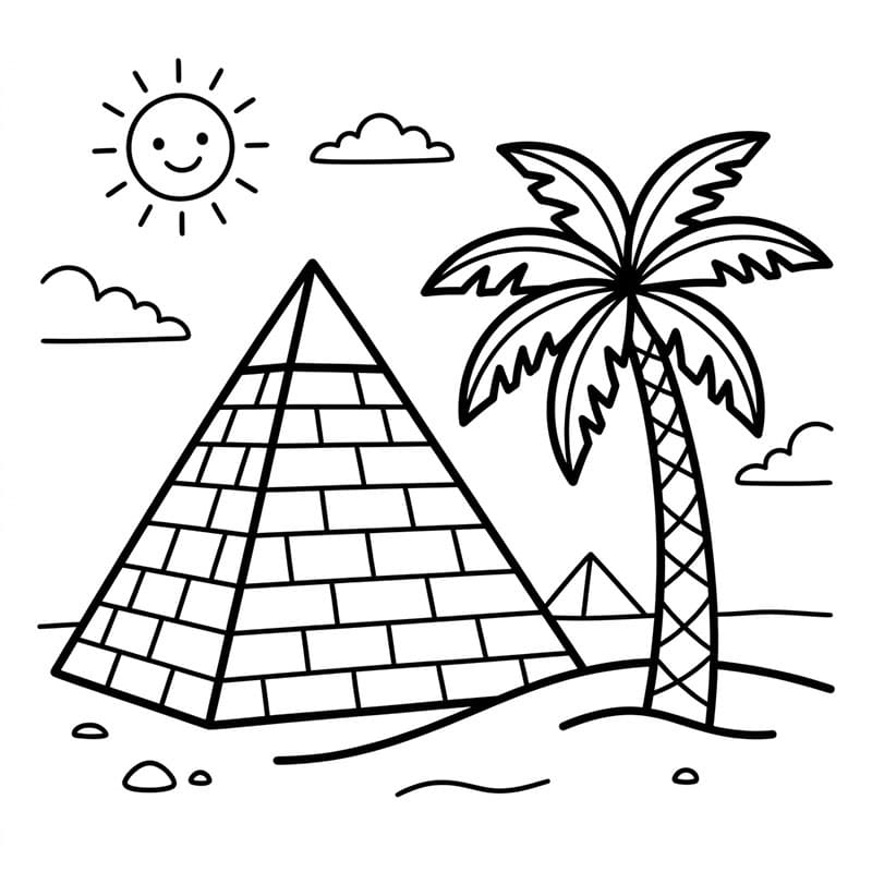 Pyramide og palmetre fargelegging