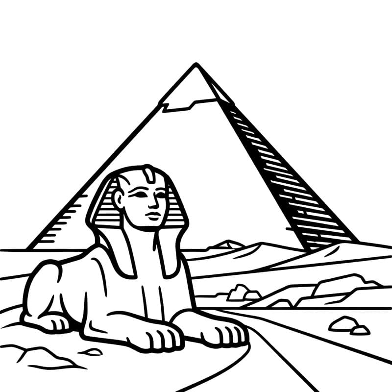 Pyramide og sfinks fargelegging