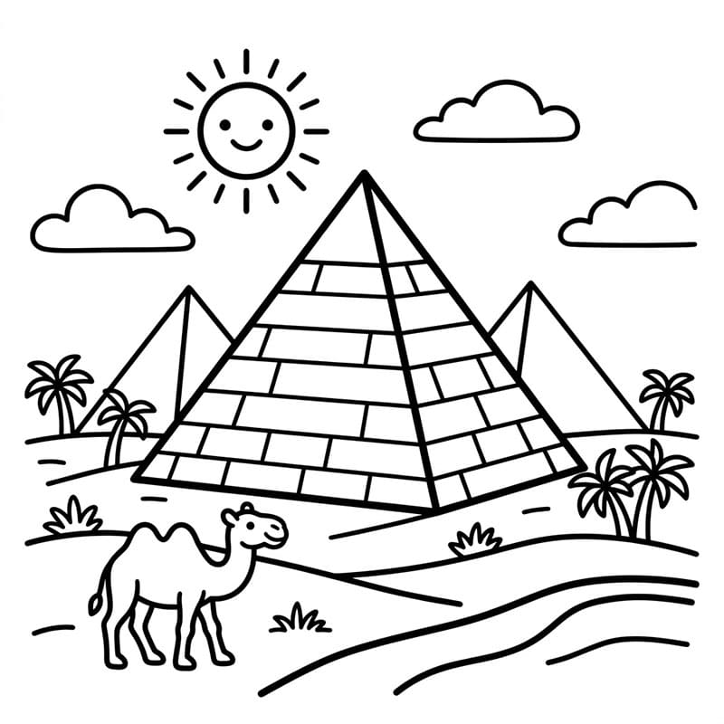 Pyramide og sol fargelegging