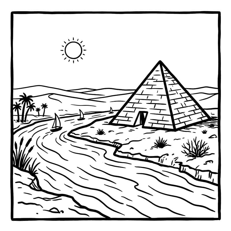 Pyramidene og Nilen fargelegging