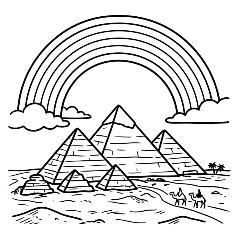 Pyramider og regnbue fargelegging