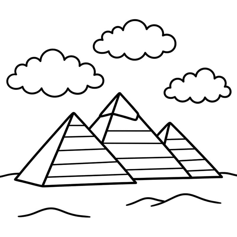Pyramider og skyer fargelegging